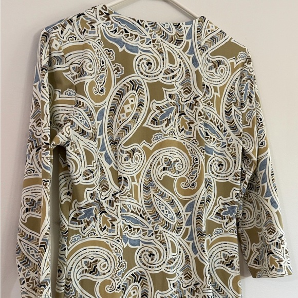 J. McLaughlin Carly Sheath Dress Catalina Cloth Preppy Taupe Paisley Sz Medium - Picture 8 of 12